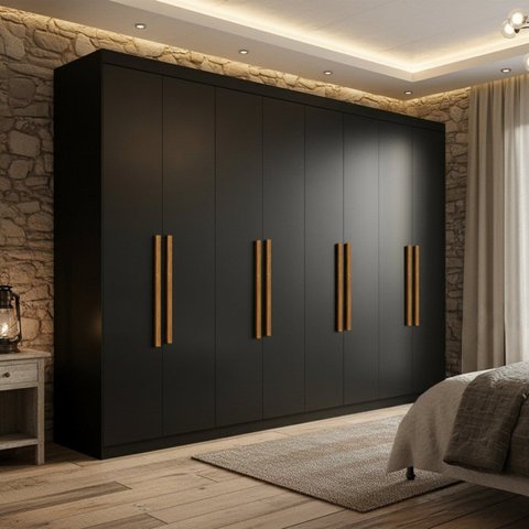 Guarda Roupa Casal  100% MDF 8 Portas e 4 Gavetas Albert Preto