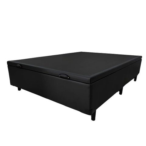 Cama Box com Bau Preta Casal Premium Blindada Super Reforçada