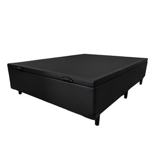 Cama Box com Bau Preta Casal Premium Blindada Super Reforçada