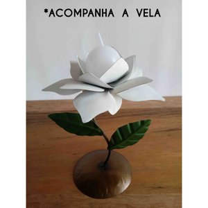 Castiçal de Vela Decoração de Aparador e Mesa de Festa Rustico Artesanal - Branco