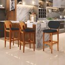 Ver imagem 2 de Kit 02 Banquetas Alta Para Cozinha Madeira Fixa Betta L02 Imbuia Facto Preto - Lyam Decor