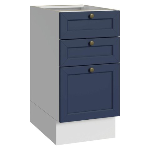 Balcão de Cozinha 40 cm 3 Gavetas (sem Tampo) Branco/Azul Vik Madesa