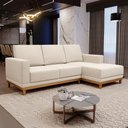 Ver imagem 2 de Sofá Living 200cm 3 Lugares com Chaise Direito Kayrós D05 Linho Bege - Mpozenato