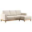 Ver imagem 2 de Sofá Living 200cm 3 Lugares com Chaise Direito Kayrós D05 Linho Bege - Mpozenato
