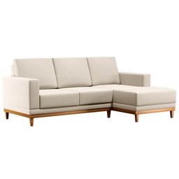 Sofá Living 200cm 3 Lugares com Chaise Direito Kayrós D05 Linho Bege - Mpozenato - 1