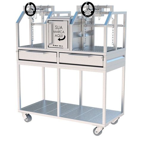 Parrilla Profissional Premium 146x60cm Carrinho