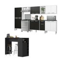 Ver imagem 1 de Armário de Cozinha Modulado com Bancada Americana Xangai Multimóveis Mp2206 Branco/preto