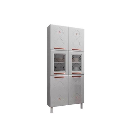 Módulo Cozinha Telasul Mirage New Paneleiro c/ 6 Portas (2 c/Vidro) Branco