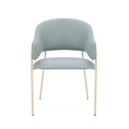 Cadeira Estofada com Estrutura de Aço Champanhe Tecido Blue Eisen - 2