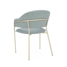 Cadeira Estofada com Estrutura de Aço Champanhe Tecido Blue Eisen - 3