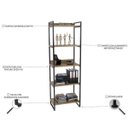 Ver imagem 4 de Estante de Livros Industrial Aço 60CMX187CM 5 Prateleiras Kuadra Marrom/Carvalho