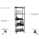 Ver imagem 4 de Estante de Livros Industrial Aço 60CMX187CM 5 Prateleiras Kuadra Marrom/Carvalho Dark