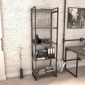 Estante para Livros Industrial 187cmx60cm 5 Prateleiras Kuadra