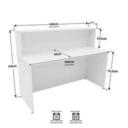 Balcão Atendimento Recepção Consultório 1400x600 Netmobil - Branco - 6