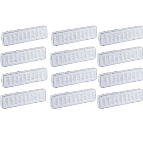 Luminária de Emergência AS1937 30 Leds Recarregável Kit 12 Unidades Bivolt