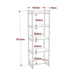 Estante para Livros Industrial 187cmx60cm 5 Prateleiras Kuadra - 4