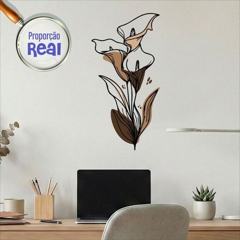 Adesivo Floral Boho Marrom Estilo Nórdico 30x60 Minimalista Mod.04
