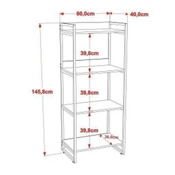 Estante para Livros Industrial 145cmx60cm 4 Prateleiras Kuadra - 4