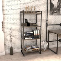 Estante para Livros Industrial 145cmx60cm 4 Prateleiras Kuadra - 1