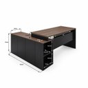Ver imagem 6 de Conjunto Mesa Pedestal Presidente em L + Cadeira de Escritório Ergonômica Armário Lateral 3 Gavetas