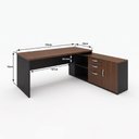 Ver imagem 5 de Conjunto Mesa Pedestal Presidente em L + Cadeira de Escritório Ergonômica Armário Lateral 3 Gavetas