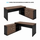 Ver imagem 3 de Conjunto Mesa Pedestal Presidente em L + Cadeira de Escritório Ergonômica Armário Lateral 3 Gavetas