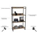 Ver imagem 5 de Estante de Livros Industrial Aço 80CMX145CM 4 Prateleiras Kuadra Marrom/Carvalho