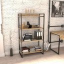 Ver imagem 1 de Estante de Livros Industrial Aço 80CMX145CM 4 Prateleiras Kuadra Marrom/Carvalho