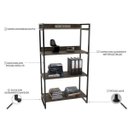 Ver imagem 5 de Estante de Livros Industrial Aço 80CMX145CM 4 Prateleiras Kuadra Marrom/Carvalho Dark