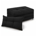 Ver imagem 1 de Puff Cama Dobravel 90cm Solteiro com Rodizios e Almofada Cor: Suede Preto