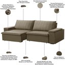 Ver imagem 3 de Sofá 3 Lugares Retrátil Reclinável para Sala 245cm Malfati F04 Veludo Amêndoa - Lyam Decor