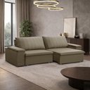 Ver imagem 1 de Sofá 3 Lugares Retrátil Reclinável para Sala 245cm Malfati F04 Veludo Amêndoa - Lyam Decor