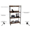 Ver imagem 5 de Estante de Livros Industrial Aço 80CMX145CM 4 Prateleiras Kuadra Marrom/Nogal
