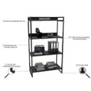 Ver imagem 5 de Estante de Livros Industrial Aço 80CMX145CM 4 Prateleiras Kuadra Preto/Onix
