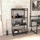 Ver imagem 1 de Estante de Livros Industrial Aço 80CMX145CM 4 Prateleiras Kuadra Preto/Onix