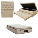Ver imagem 1 de Cama Box Baú Solteiro com Auxiliar (Bicama) + Colchão Cloud Molas Ensacadas c/Pillowtop 32cm | Kit C