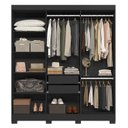 Ver imagem 5 de Guarda-Roupa Casal Ripado com 6 Portas e 2 Gavetas York Preto/Ac