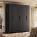 Ver imagem 1 de Guarda-Roupa Casal Ripado com 6 Portas e 2 Gavetas York Preto/Ac