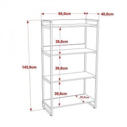 Estante para Livros Industrial 145cmx80cm 4 Prateleiras Kuadra - 4