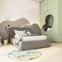 Ver imagem 1 de Tapete Quarto Infantil Dino Esqueleto Redondo Antiderrapante e Antialérgico