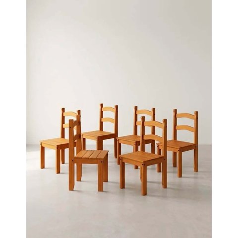 Kit 6 Cadeiras Jantar Design Rustico Madeira Estrutura Casa