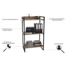 Ver imagem 5 de Estante de Livros Industrial Aço 60CMX104CM 3 Prateleiras Kuadra Marrom/Carvalho