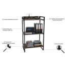 Ver imagem 5 de Estante de Livros Industrial Aço 60CMX104CM 3 Prateleiras Kuadra Marrom/Carvalho Dark