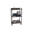 Ver imagem 2 de Estante de Livros Industrial Aço 60CMX104CM 3 Prateleiras Kuadra Marrom/Carvalho Dark