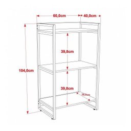 Estante para Livros Industrial 104cmx60cm 3 Prateleiras Kuadra - 4