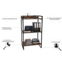 Ver imagem 5 de Estante de Livros Industrial Aço 60CMX104CM 3 Prateleiras Kuadra Marrom/Nogal
