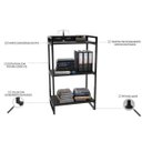 Ver imagem 5 de Estante de Livros Industrial Aço 60CMX104CM 3 Prateleiras Kuadra Preto/Onix