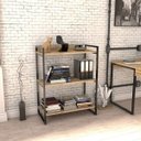 Ver imagem 1 de Estante de Livros Industrial Aço 80CMX104CM 3 Prateleiras Kuadra Marrom/Carvalho
