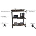 Ver imagem 5 de Estante de Livros Industrial Aço 80CMX104CM 3 Prateleiras Kuadra Marrom/Carvalho Dark