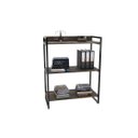Ver imagem 2 de Estante de Livros Industrial Aço 80CMX104CM 3 Prateleiras Kuadra Marrom/Carvalho Dark